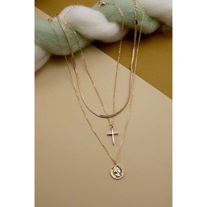 Gold Coin Cross Medallion Necklace